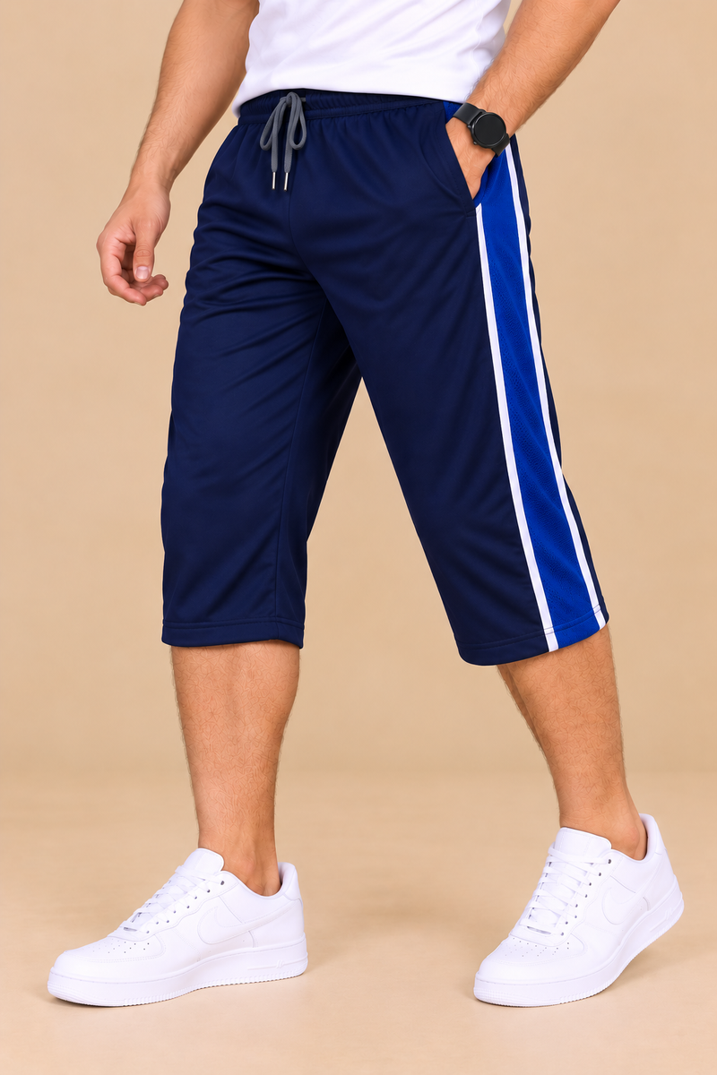 Men’s Sports Shorts with Blue & White Side Stripe -MU18
