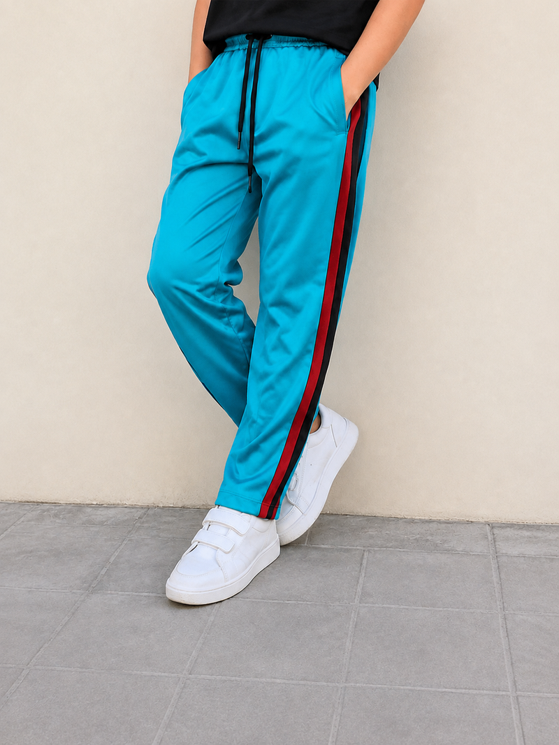 Premium Kids Lycra Trousers Turquoise with ,Side panal Stripe p5