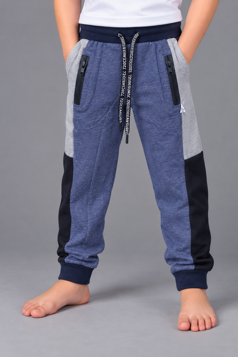 Kids Color Block Jogger Trouser – Blue, Grey & Black-MU198