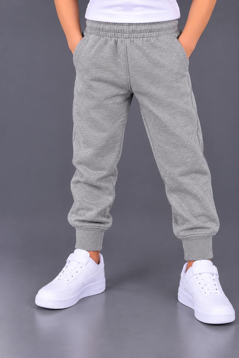 Kids Plain Grey Fleece Trouser – Regular Fit-MU287