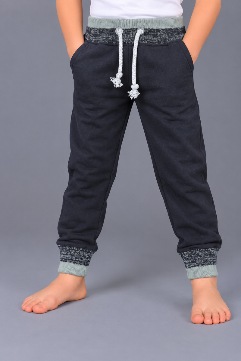 Kids Basic Jogger Trouser – Charcoal Black & Sage Grey-MU208