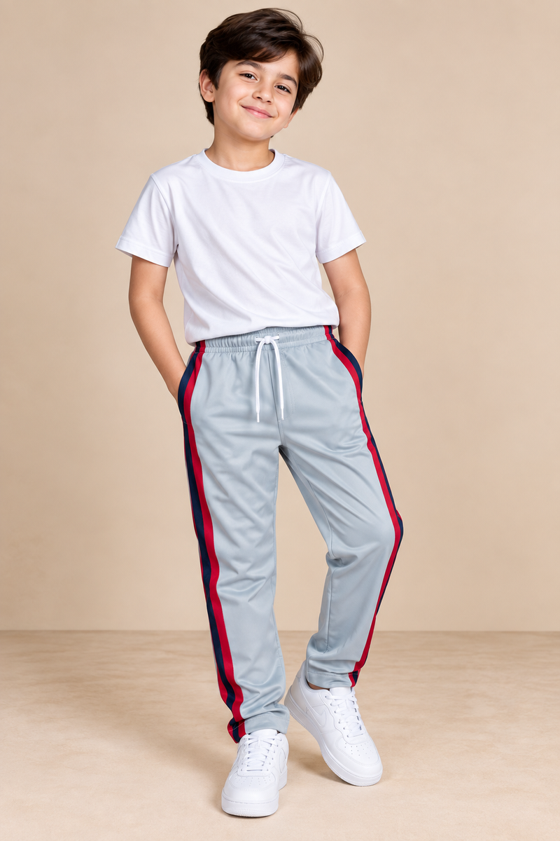 Premium Kids single jersey Trousers ice blue with ,Side Stripe p103