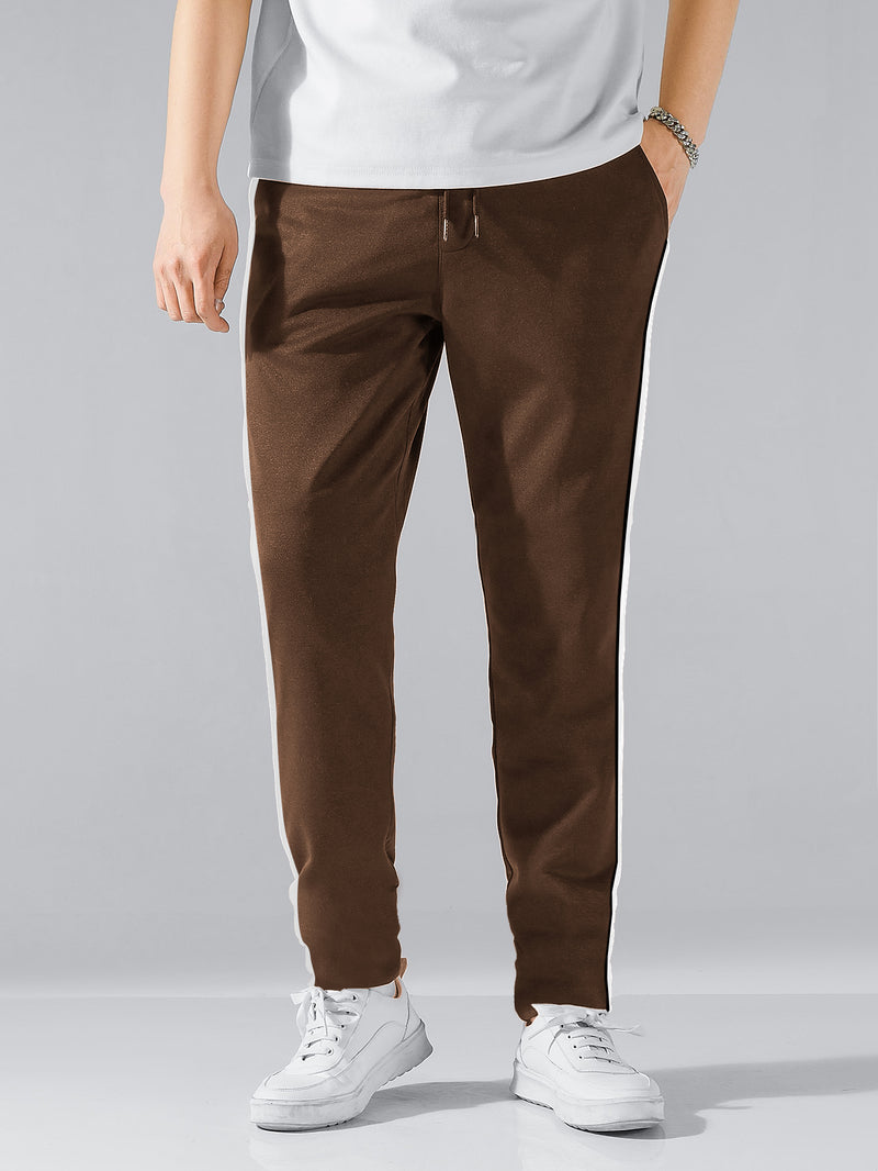 Louis Vicaci Active Wear Summer Trouser Pant For Men-Light Brown with Stripe-BR649