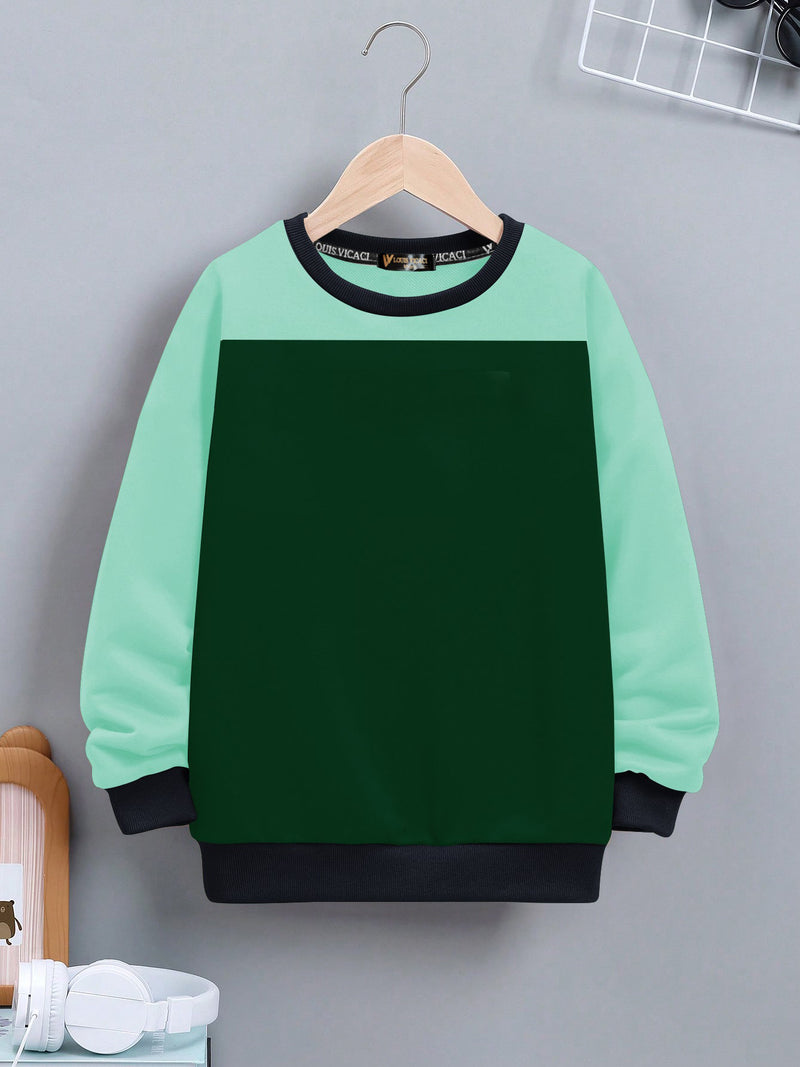 Louis Vicaci Fleece Sweatshirt For Kids-Green with Cyan Green-RT2316