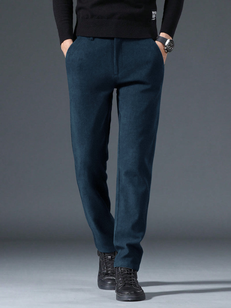 Louis Vicaci Interlock Stretchy Slim Fit Pent For Men-Dark Blue with Noise-RT2416