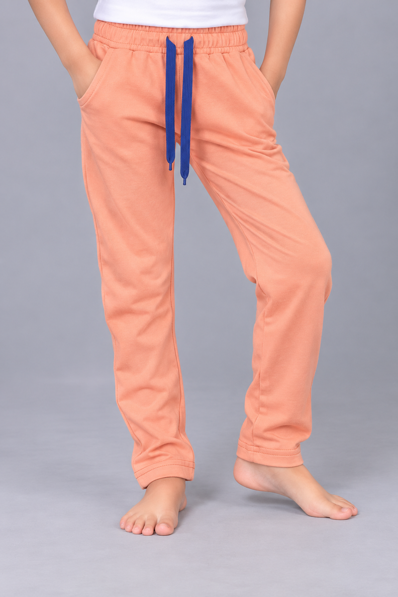 Girls Kids Premium Casual Trouser with Blue Drawstring-Peach Coral-MU81