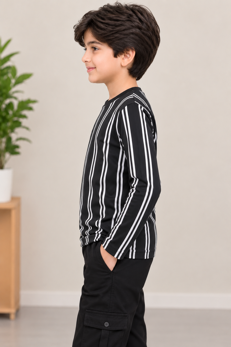 Crew Neck Long Sleeve P.Q Fabric Tee Shirt For Kids bvc123