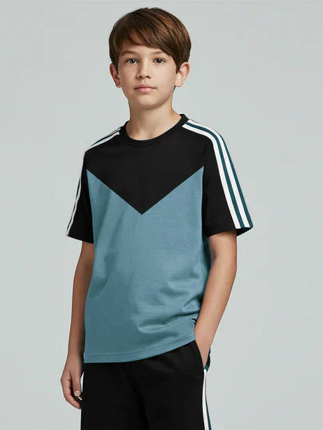 Ads Summer T Shirt For Kids-Bond Blue & Black-NSK20