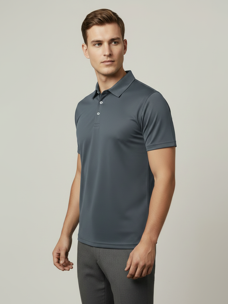 Stylish Spandex Dry Polo Shirt For Men-Grey-BE9893
