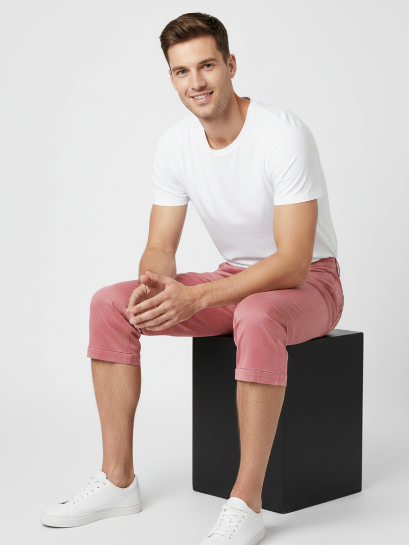 Stylish Cotton 3 Quarter Short For Men-Pink-BE4677
