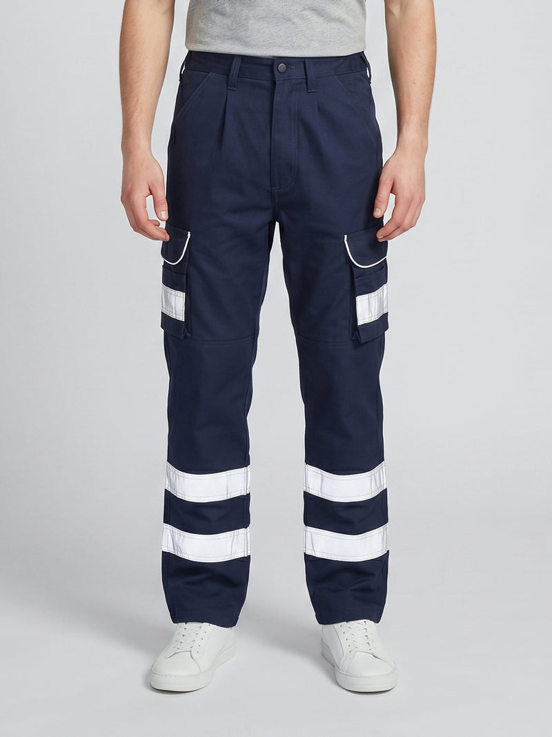 Navy Blue Cargo Trouser For Men With Reflectors-BE1608