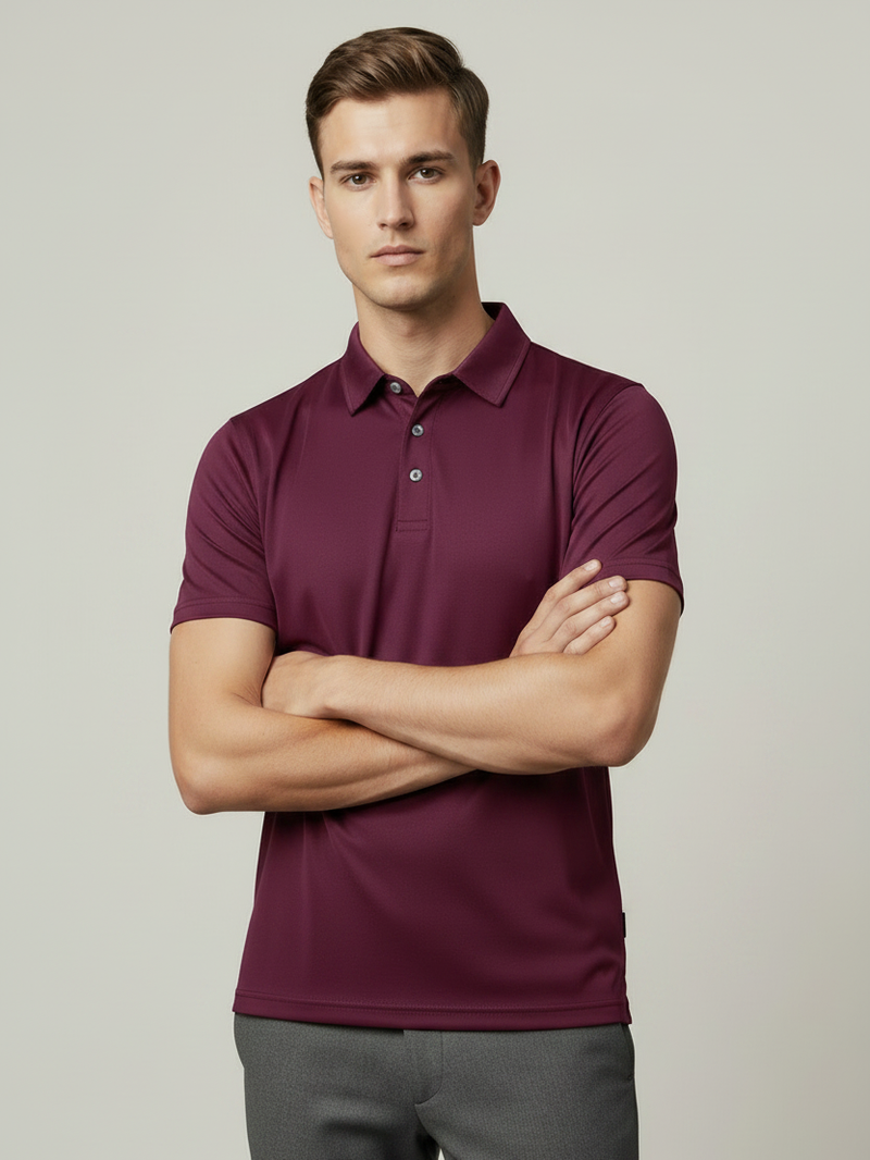 Stylish Spandex Dry Polo Shirt For Men-Maroon-BE8164