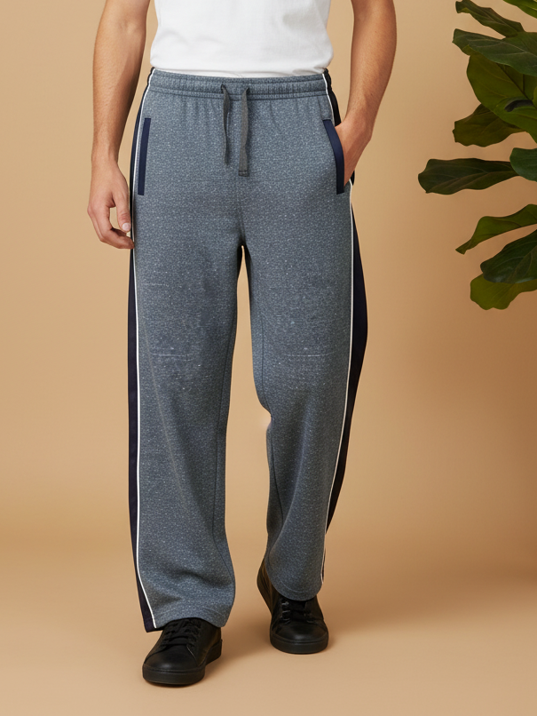 Stylish Regular Fit Summer Trouser For Men-Charcoal Melange With Navy Stripe-NST23