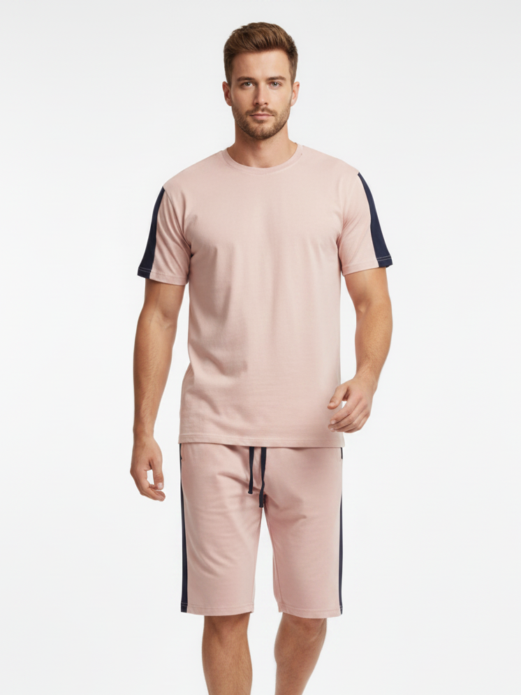 Summer Co Ord Set For Men-Pink-BE3136