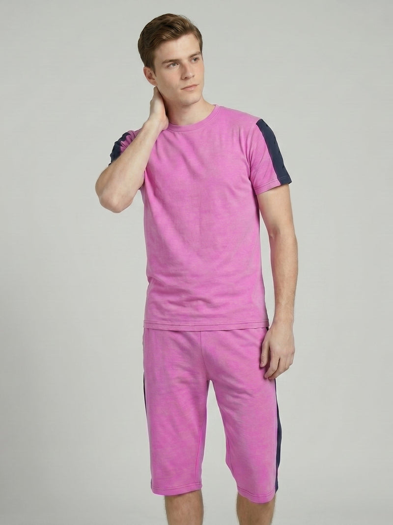 Summer Co Ord Set For Men-Pink & Navy-BE0597