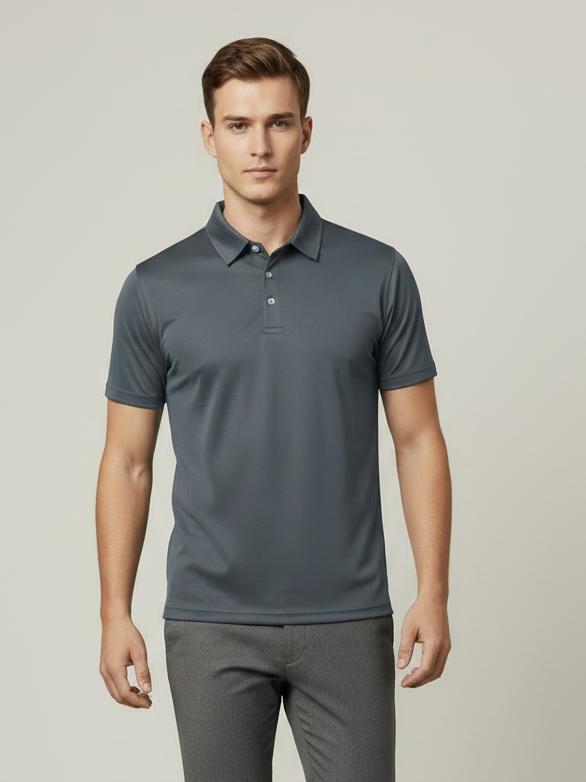 Stylish Spandex Dry Polo Shirt For Men-Grey-BE9893