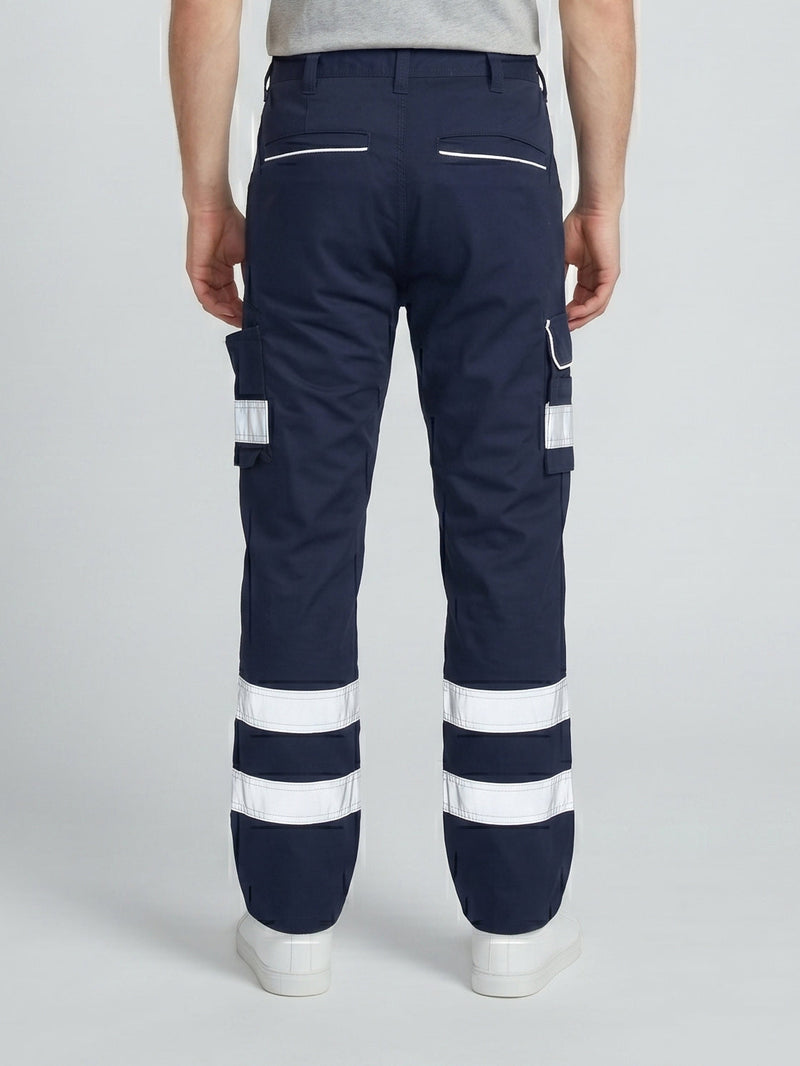 Navy Blue Cargo Trouser For Men With Reflectors-BE1608