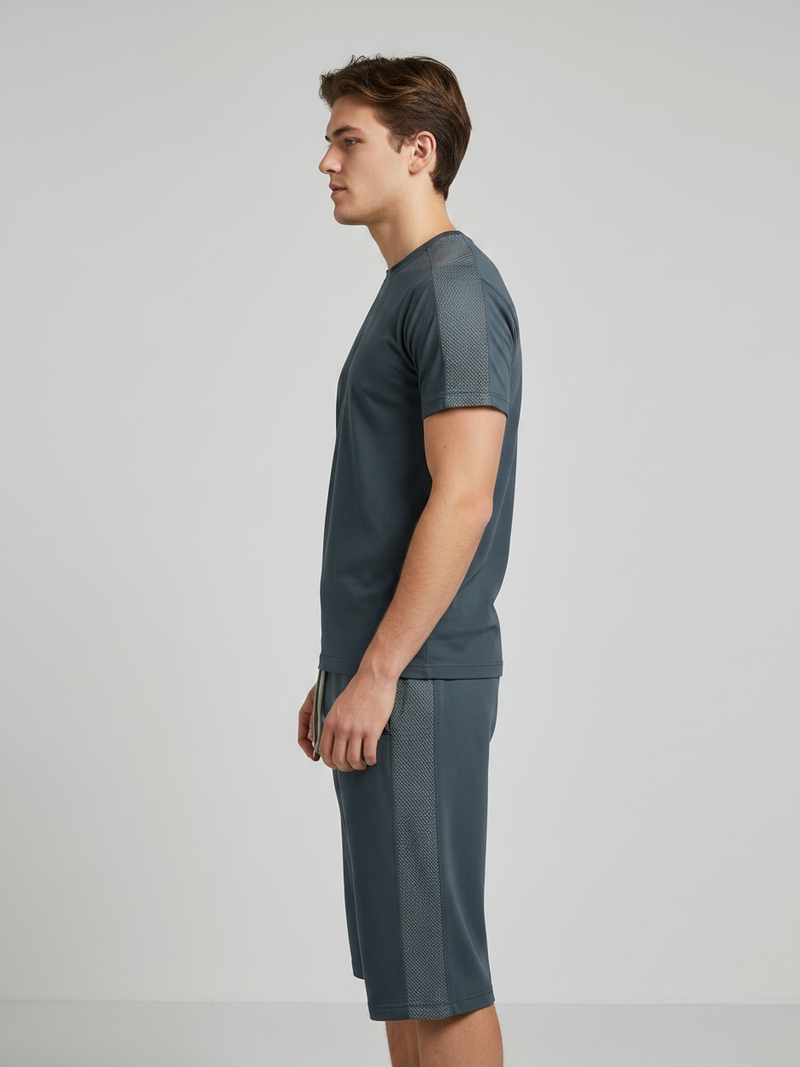 Summer Co Ord Set For Men-Dark Grey-BE9071