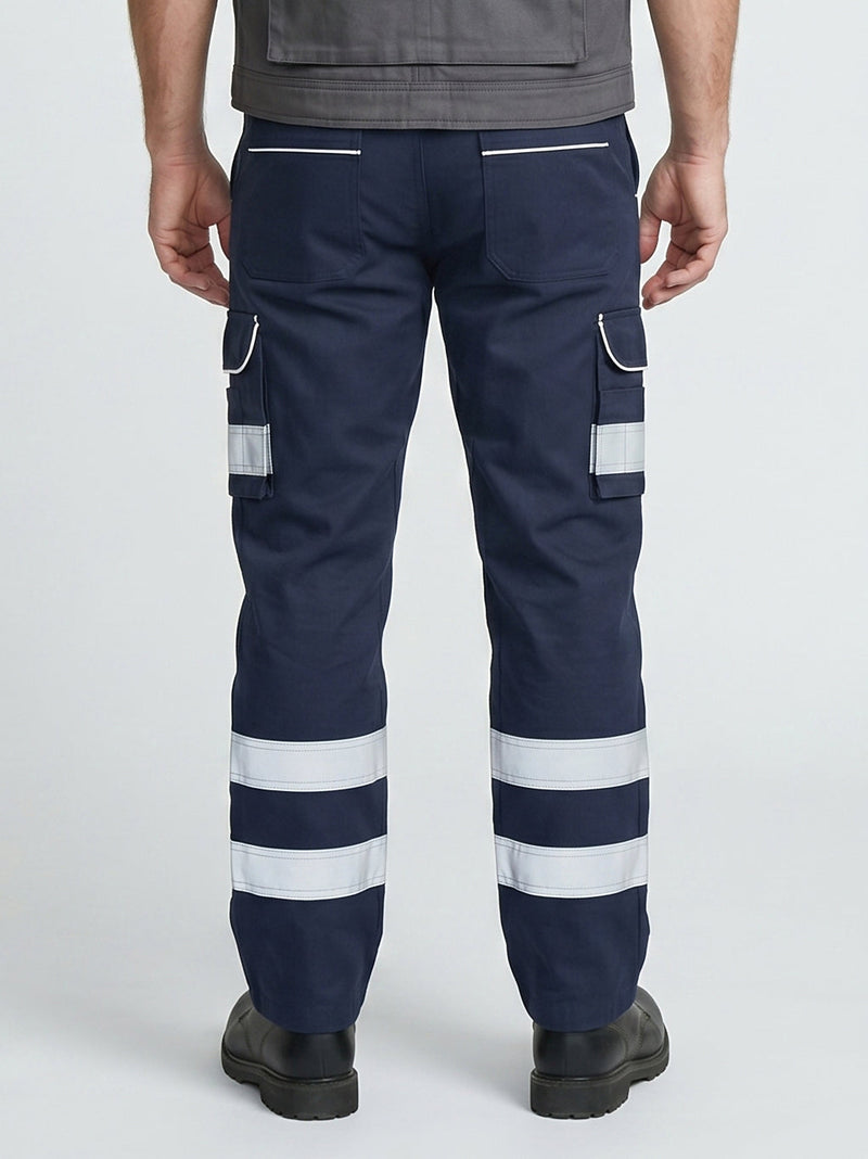 Dark Navy Cargo Trouser For Men With Reflectors-BE7447