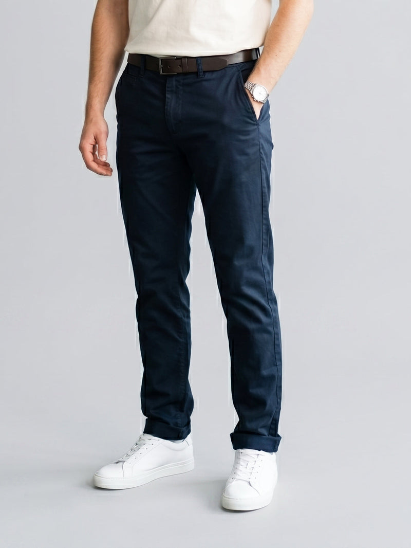 ORN Regular Fit Chino Denim For Men-Dark Navy-BE6462