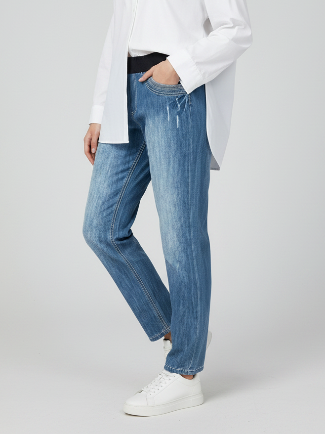 Stylish Regular Fit Pent Trouser For Ladies-Blue Faded-SPT03
