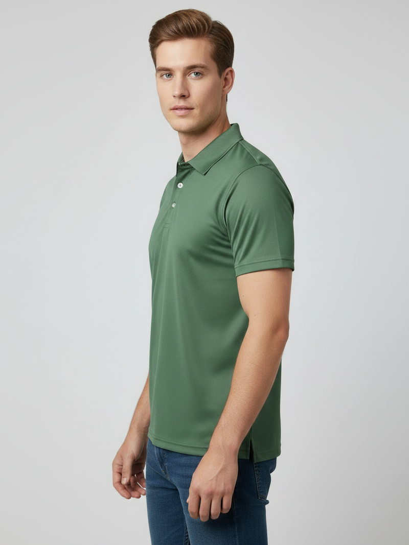 Stylish Spandex Dry Polo Shirt For Men-Light Olive Green-BE6731
