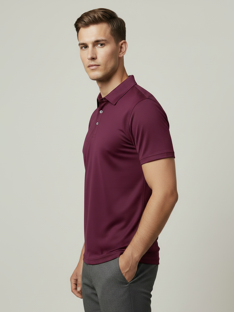 Stylish Spandex Dry Polo Shirt For Men-Maroon-BE8164