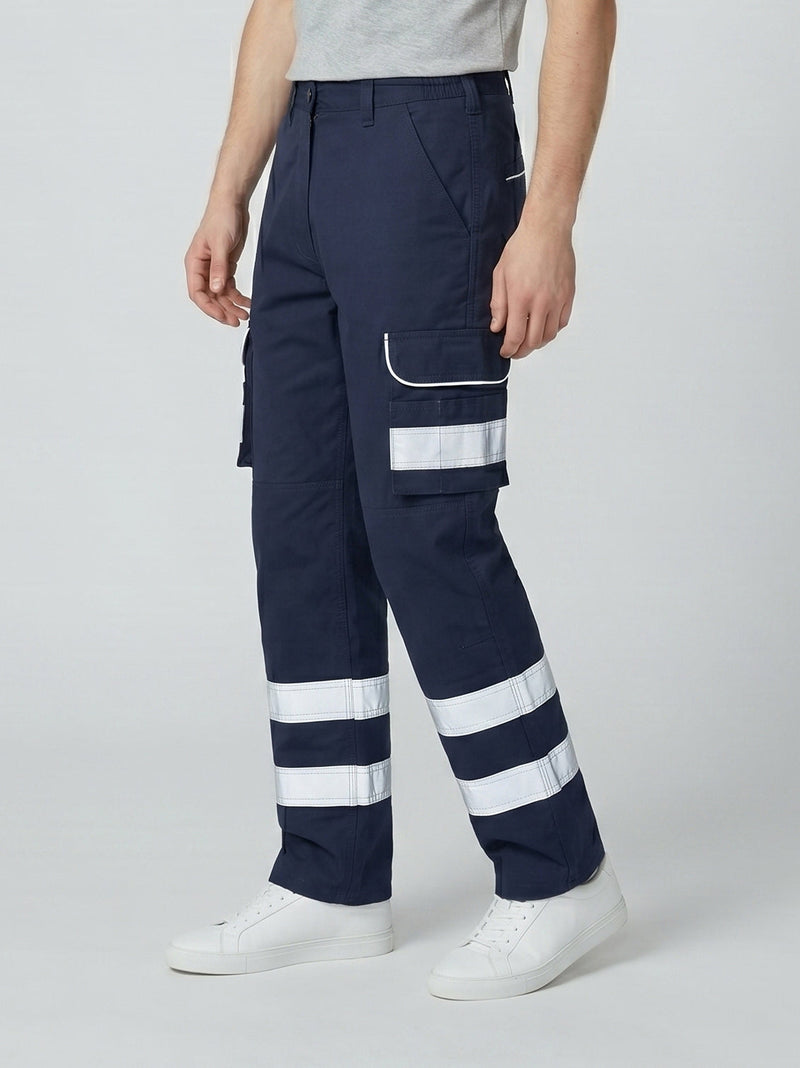 Navy Blue Cargo Trouser For Men With Reflectors-BE1608