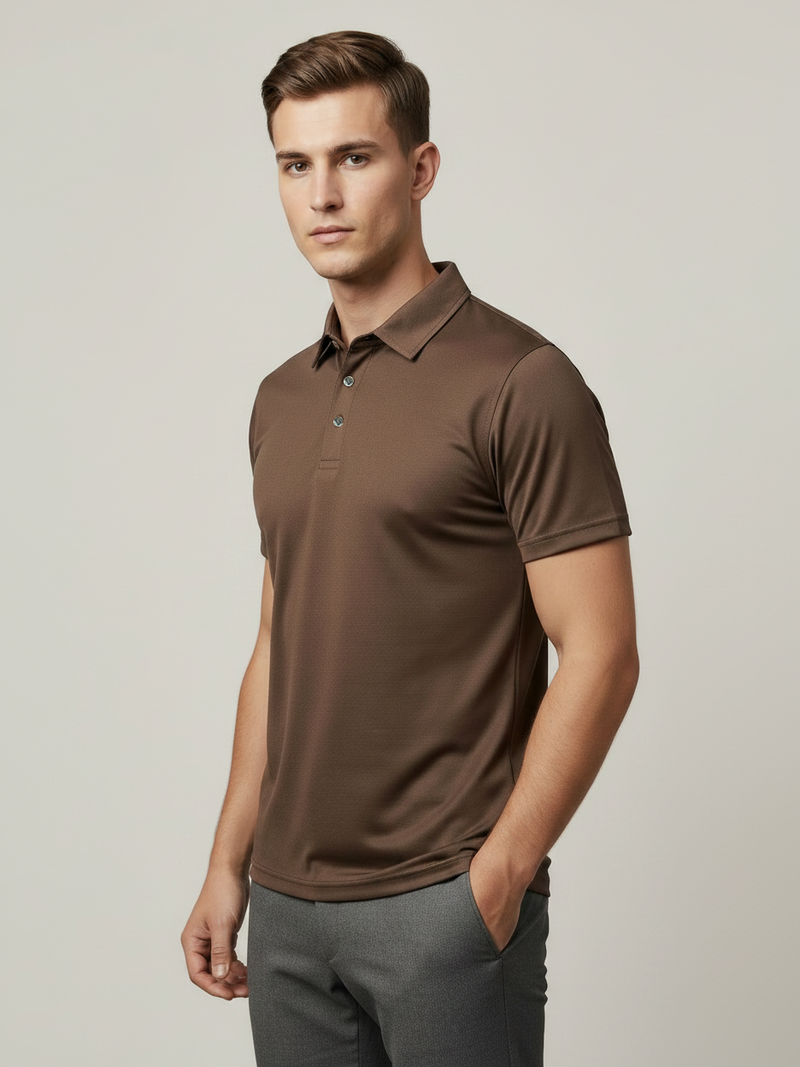 Stylish Spandex Dry Polo Shirt For Men-Chocolate Brown-BE0111