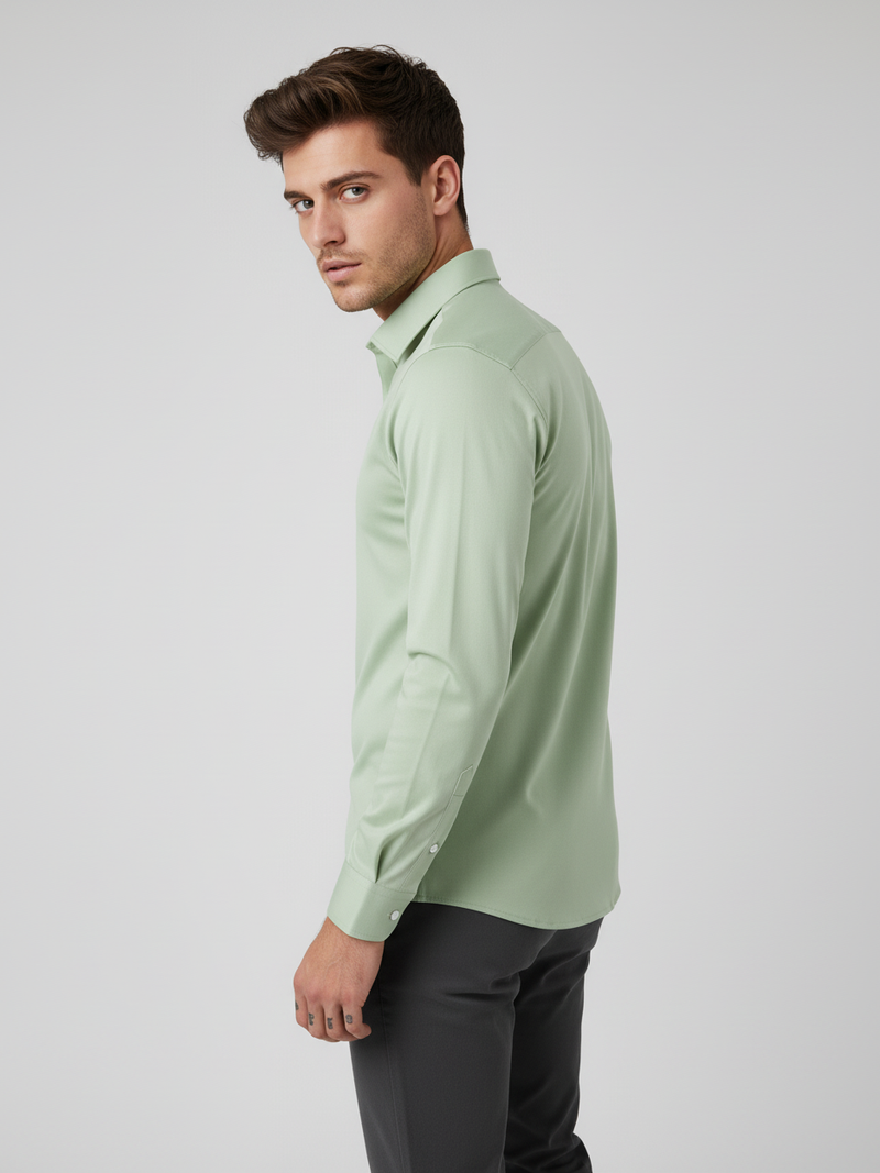 Rawgear 4 Side Lycra Slim Fit Long Sleeve Casual Shirt For Men-Mint Green-RG13