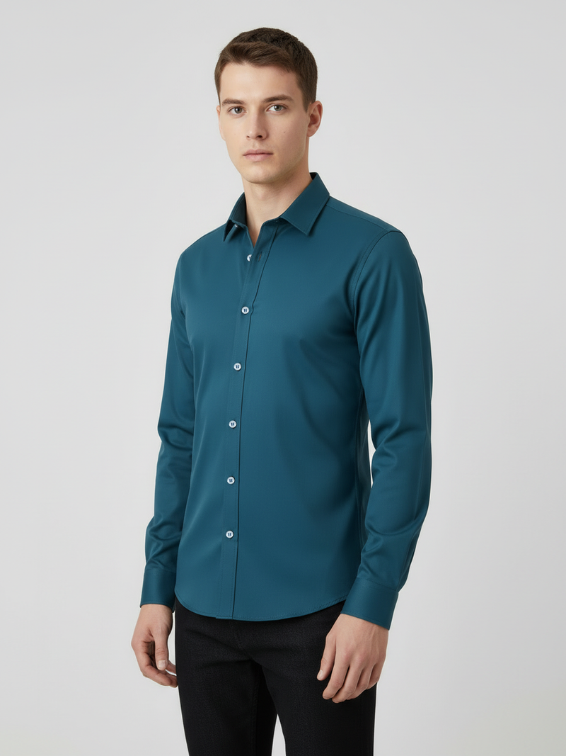 Rawgear Stretchy Slim Fit Long Sleeve Casual Shirt For Men-Zinc-RG01
