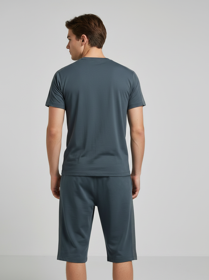 Summer Co Ord Set For Men-Dark Grey-BE9071