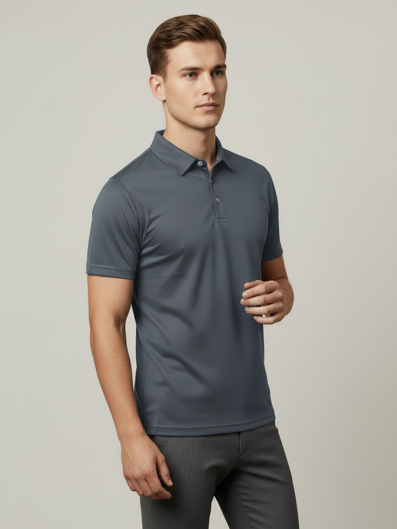 Stylish Spandex Dry Polo Shirt For Men-Grey-BE9893