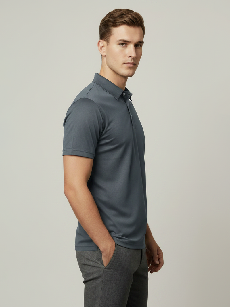 Stylish Spandex Dry Polo Shirt For Men-Grey-BE9893