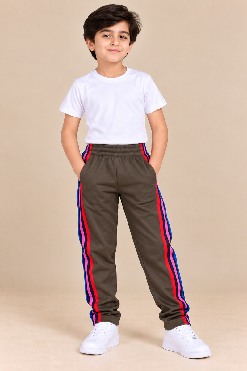 Premium Jogger Both Trouser For Kids-Dark Brown- MU16