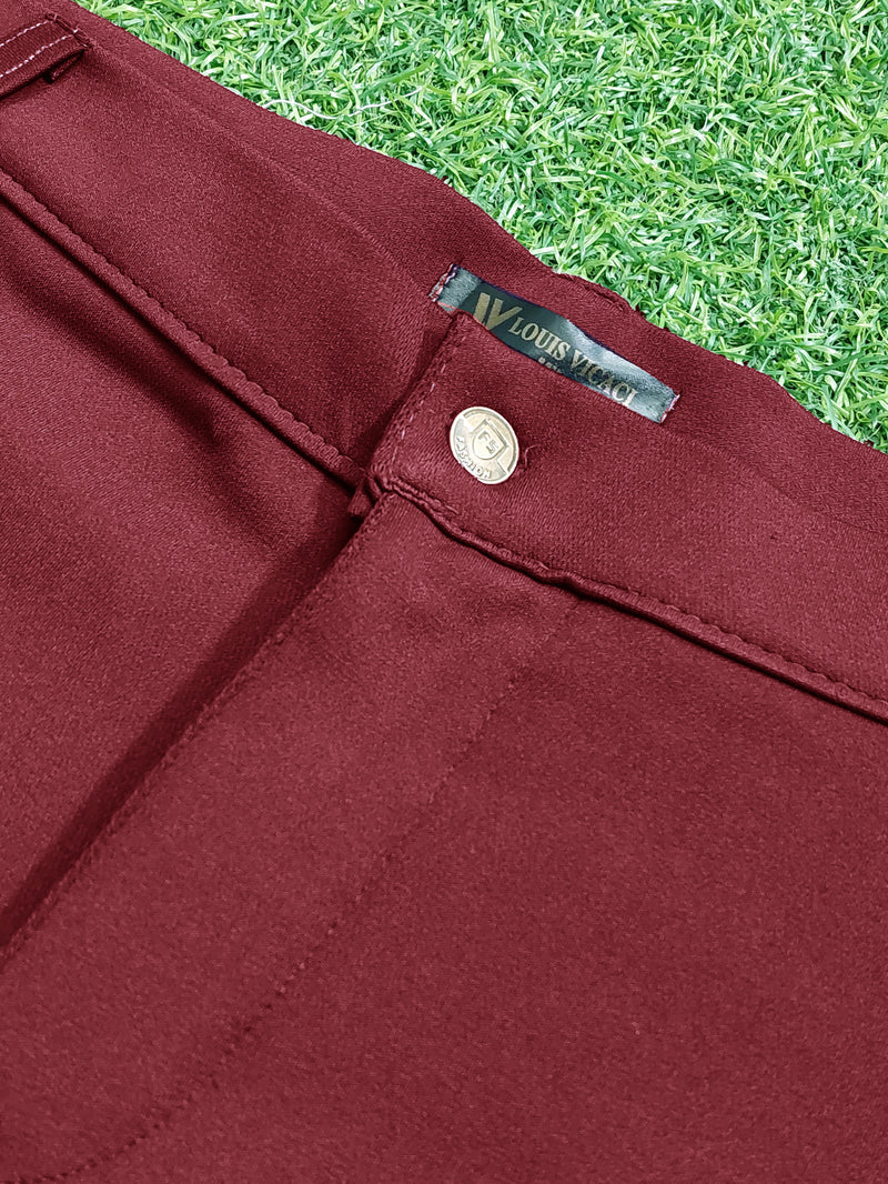Louis Vicaci Interlock Stretchy Slim Fit Pent For Men-Dark Red Noise-AZ155