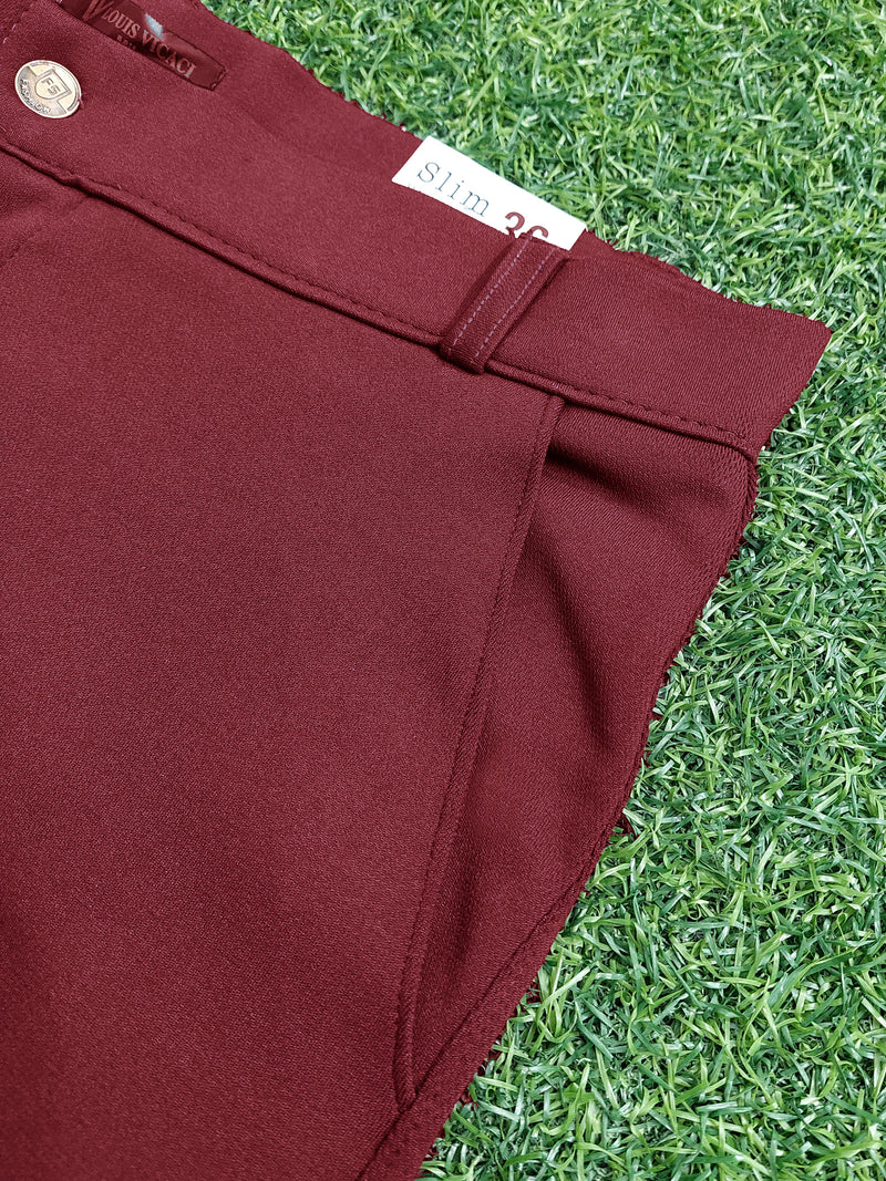 Louis Vicaci Interlock Stretchy Slim Fit Pent For Men-Dark Red Noise-AZ155