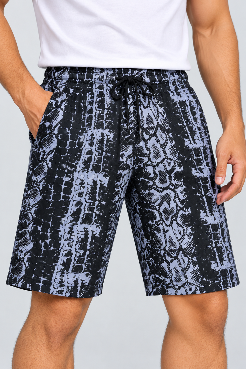 Next Summer Single Jersey Short For Men-Allover Pink Leaf Print-SP8295