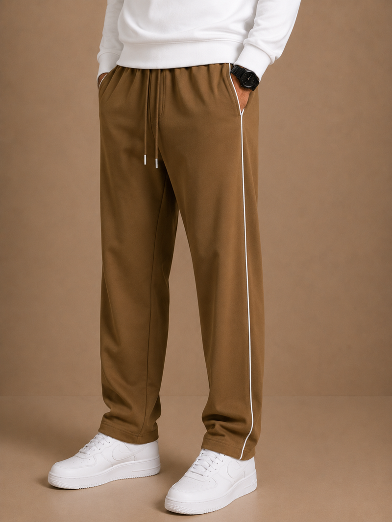 Stylish Regular Fit Both Season Trouser For Men peanut with white stripes tr6