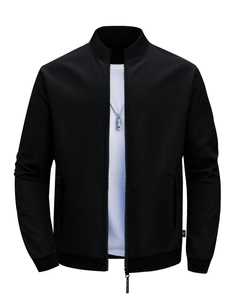 Louis Vicaci Active Wear Stylish Zipper Mock Neck For Men-Black-BE2051