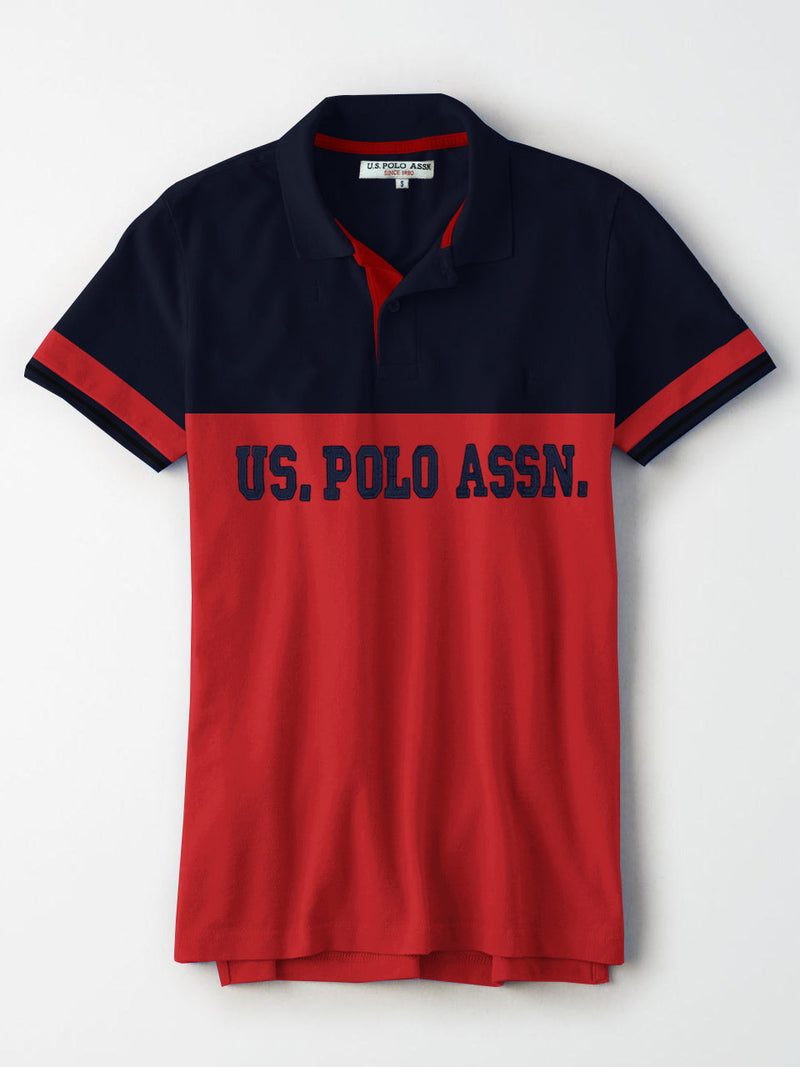 U.S Polo Assn. P.Q Half Sleeve Polo Shirt For Men-Red & Navy-BR13125