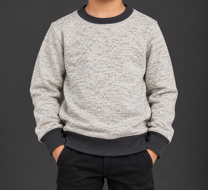 Kids’ Heather Grey Crew Neck Sweatshirt-MU472