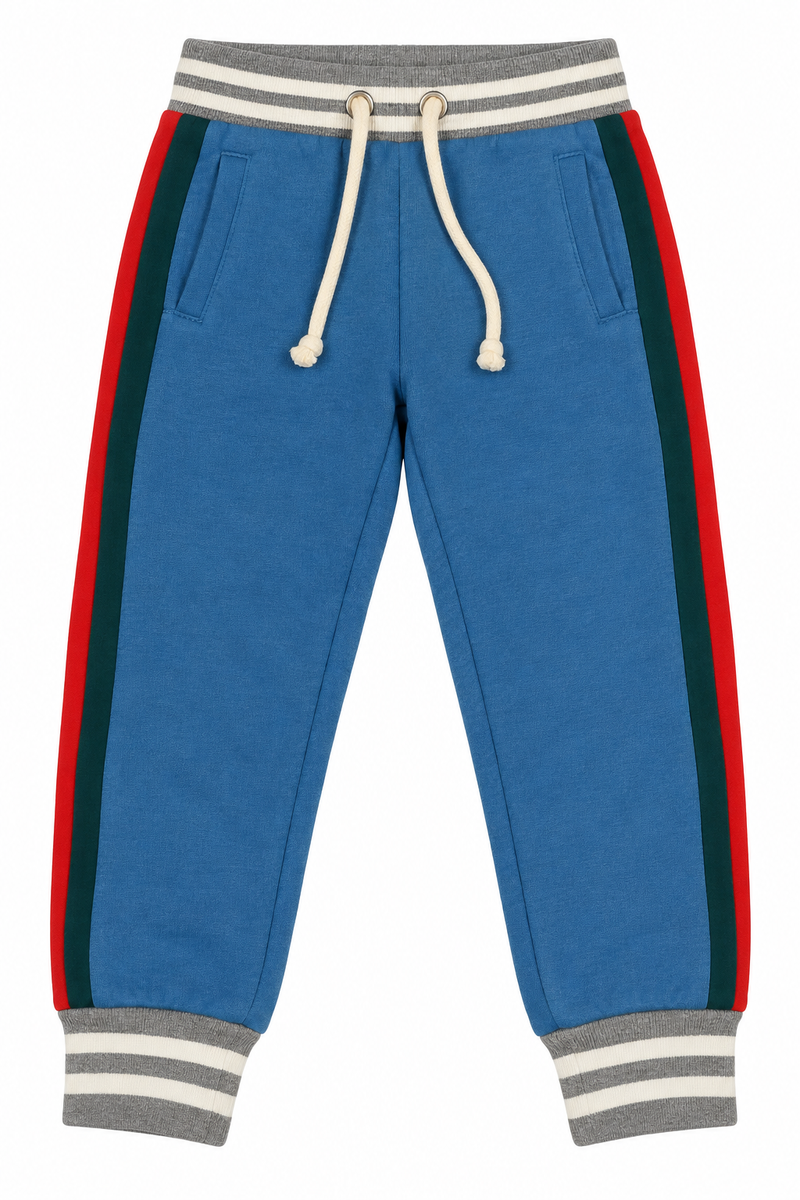 Kids Sporty Color Block Stripe Jogger Trouser-Sky Blue-MU60
