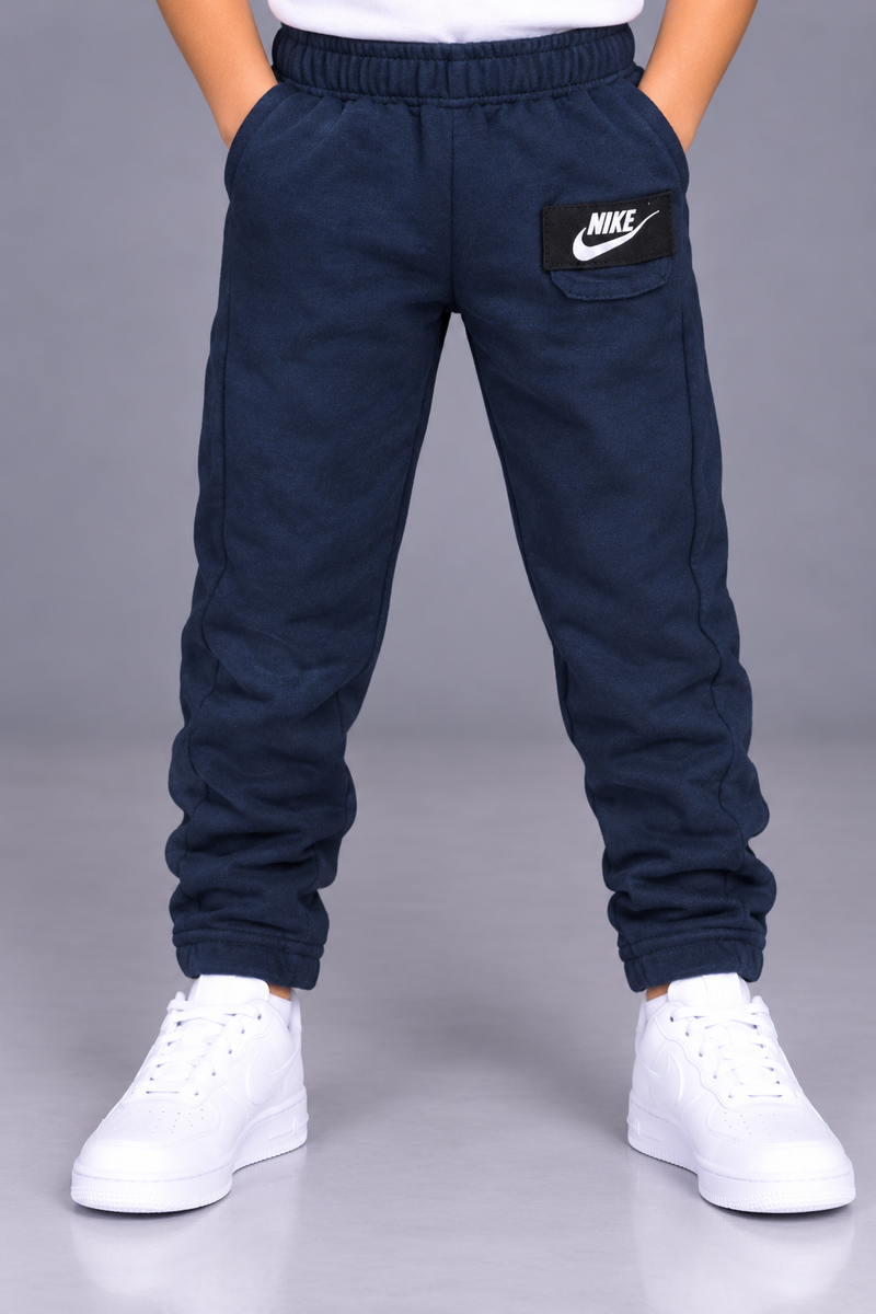 Kids’ Navy Blue Jogger Trouser with White Logo Patch – Regular Fit-MU136
