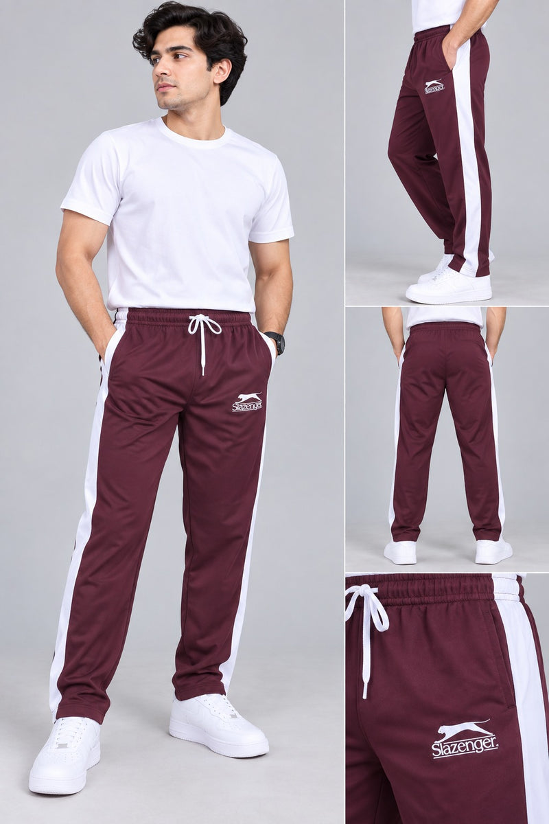 Men’s Mharoon & White Regular Fit Track Pants – Stylish Sports Trousers mrb04