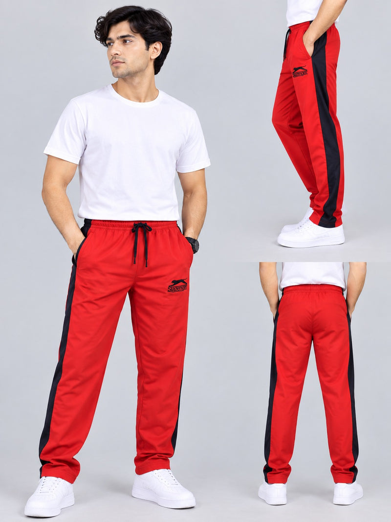 Men’s Red & Black Regular Fit Track Pants – Stylish Sports Trousers mrb01
