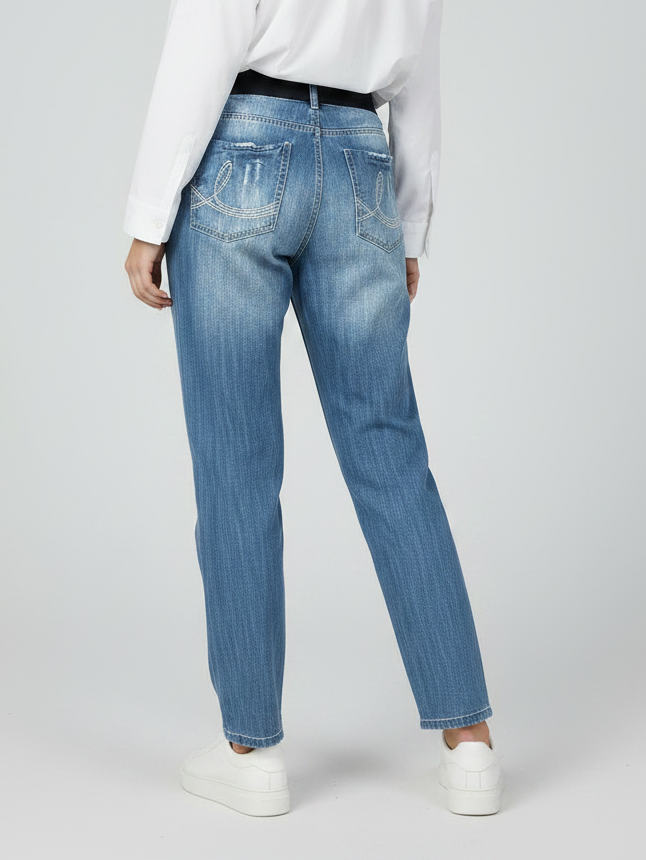 Stylish Regular Fit Pent Trouser For Ladies-Blue Faded-SPT03