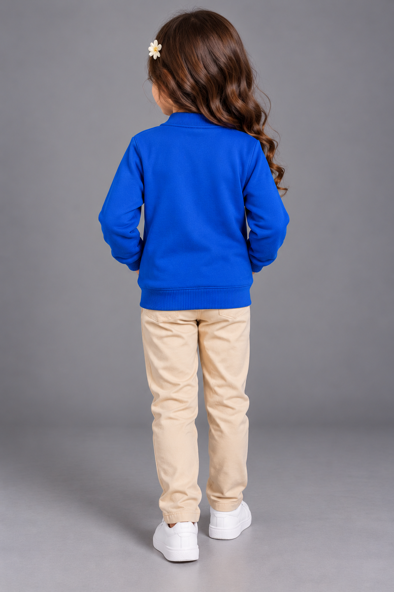 Baby Girls Premium Royal Blue Button-Front Cardigan-MU292