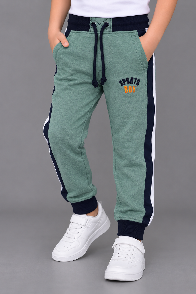 Boys Teal Green & Navy Blue Sports Jogger Trouser-MU254