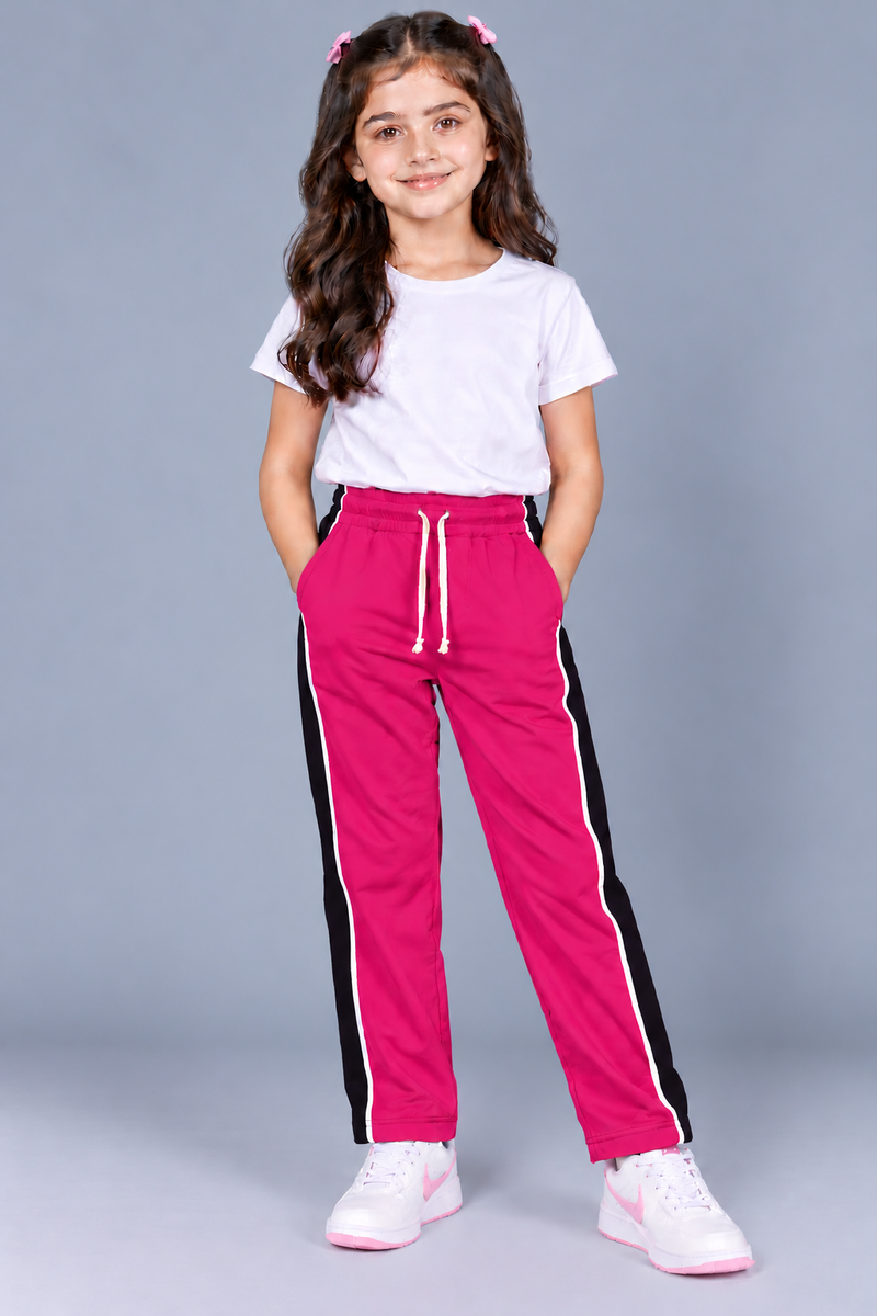 Premium Jogger Both Trouser For Kids-Vibrant Fuchsia Pink- MU23